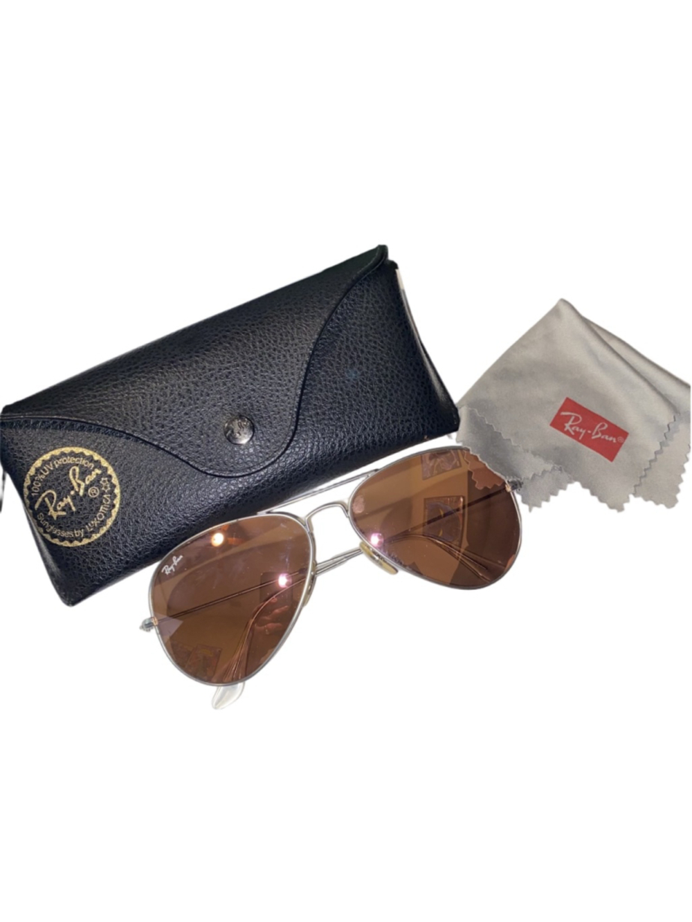 Women's Ray-Ban Aviator Sunglasses Silver Frame with Case and Microfiber